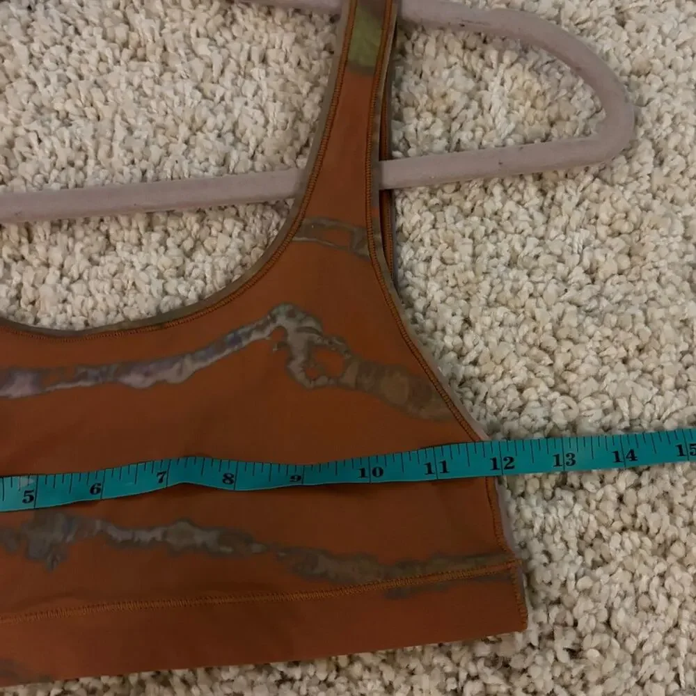 Skims Jelly Sheer Scoop Neck Burnt Orange Brown Tie Dye Bralette Bra Comfy Small